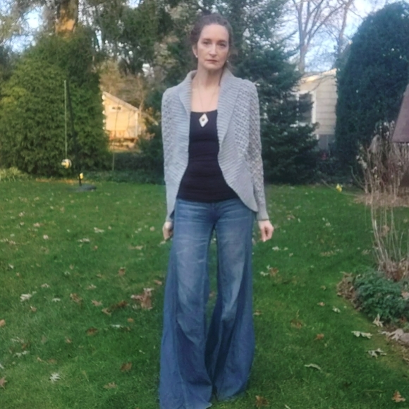 Designer Vince Open Knit Gray Alpaca & Cashmere Cardigan Sweater - Picture 7 of 13